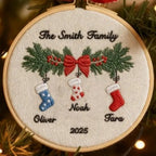 Personalized Family Christmas Embroidery Ornament 2025 | Stockings on Mantel-2