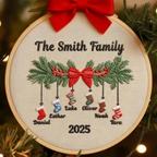 Personalized Family Christmas Embroidery Ornament 2025 | Stockings on Mantel-6