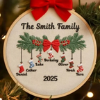 Personalized Family Christmas Embroidery Ornament 2025 | Stockings on Mantel-7