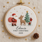 Baby’s First Christmas Ornament – Personalized Embroidered Keepsake
