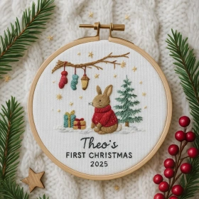 Baby’s First Christmas Ornament – Personalized Embroidered Keepsake