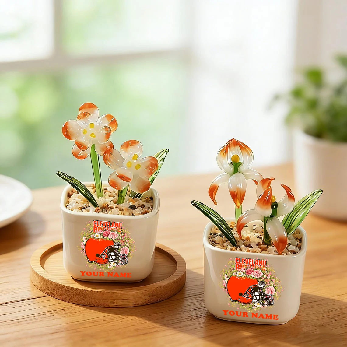 NFL Custom Birth Month Glass Flower Pot Handmade Gift For Fan - Limited Edition