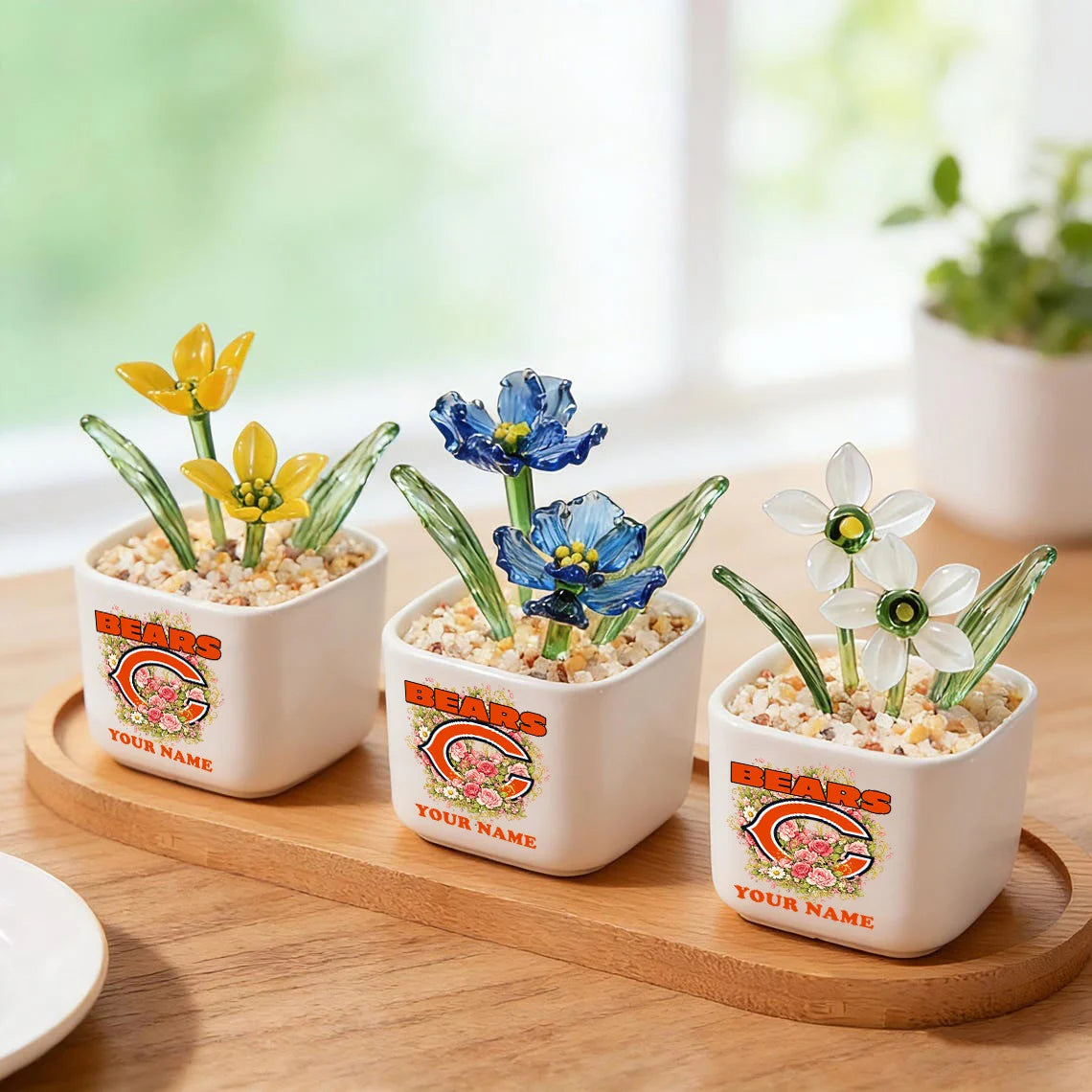 NFL Custom Birth Month Glass Flower Pot Handmade Gift For Fan - Limited Edition