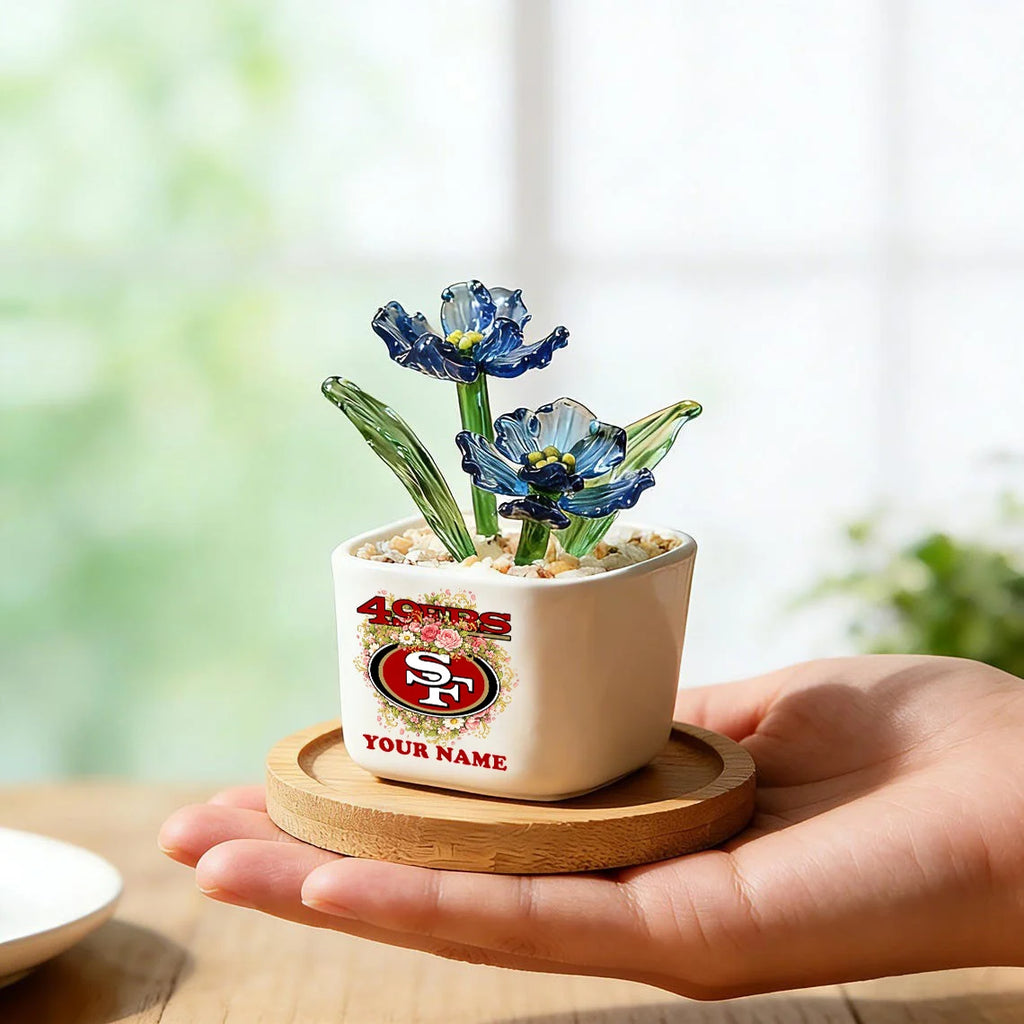 NFL Custom Birth Month Glass Flower Pot Handmade Gift For Fan - Limited Edition