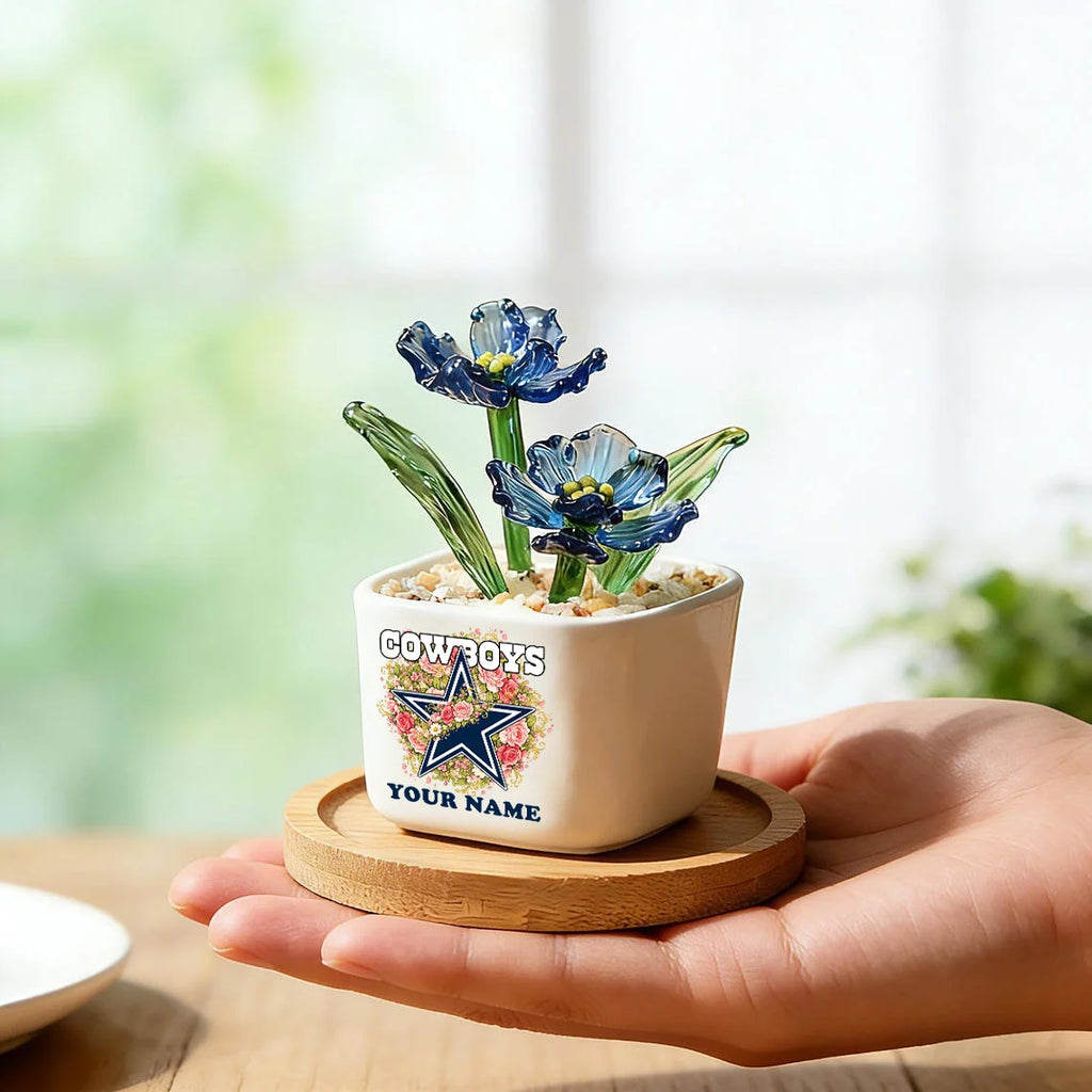 NFL Custom Birth Month Glass Flower Pot Handmade Gift For Fan - Limited Edition