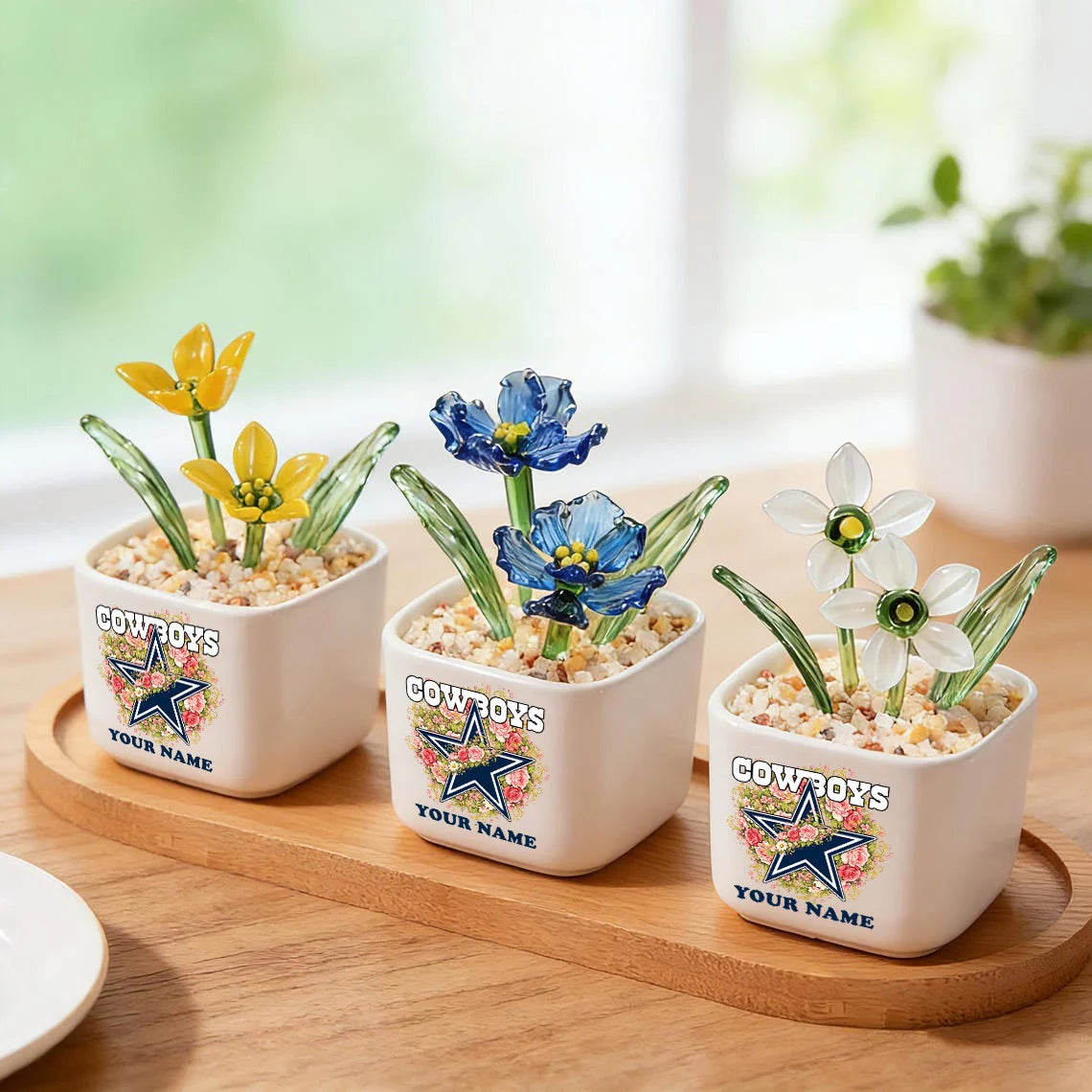 NFL Custom Birth Month Glass Flower Pot Handmade Gift For Fan - Limited Edition