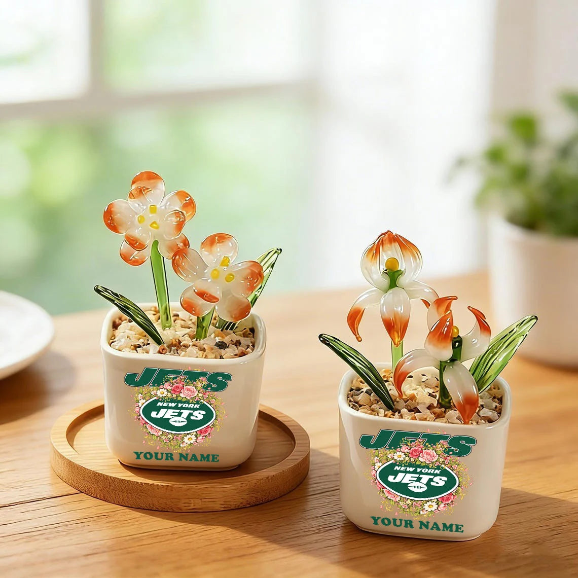NFL Custom Birth Month Glass Flower Pot Handmade Gift For Fan - Limited Edition