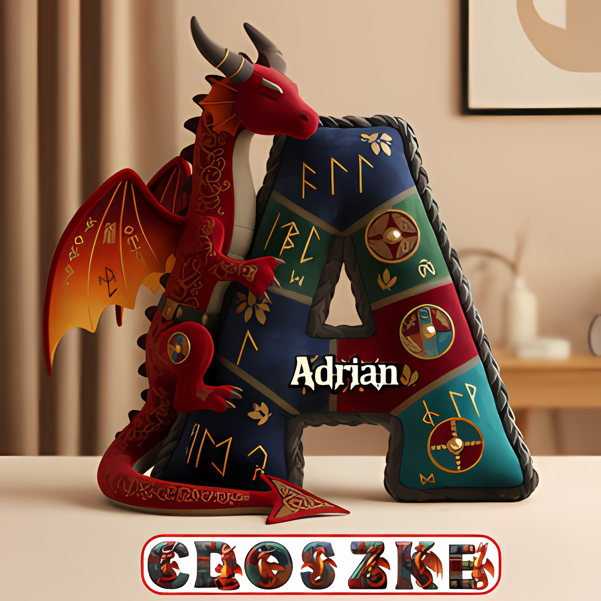 Mythical Initial Pillow Personalized Gifts