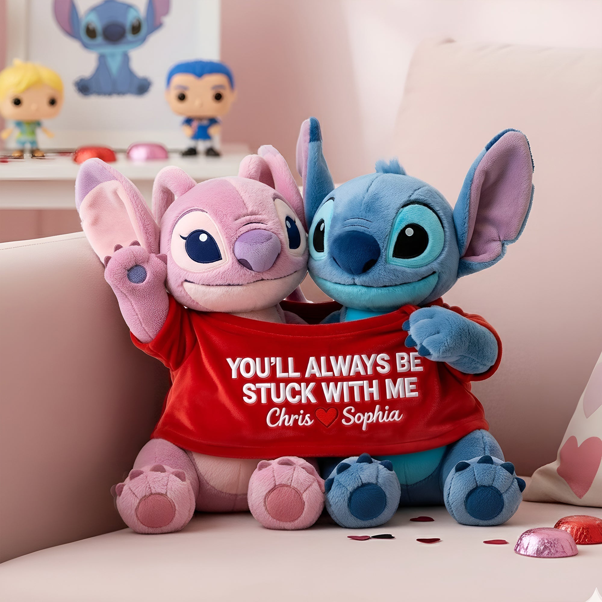 Playful Couple In Cute Shirt Shaped Pillow, Personalized Gifts For Couple