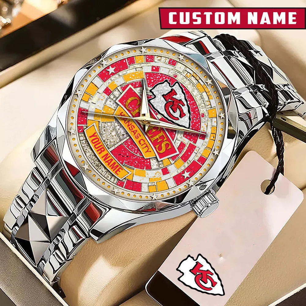 NFL Premium Luxury Stainless Steel Watch Custom Name Gift For Fan - Limited Edition