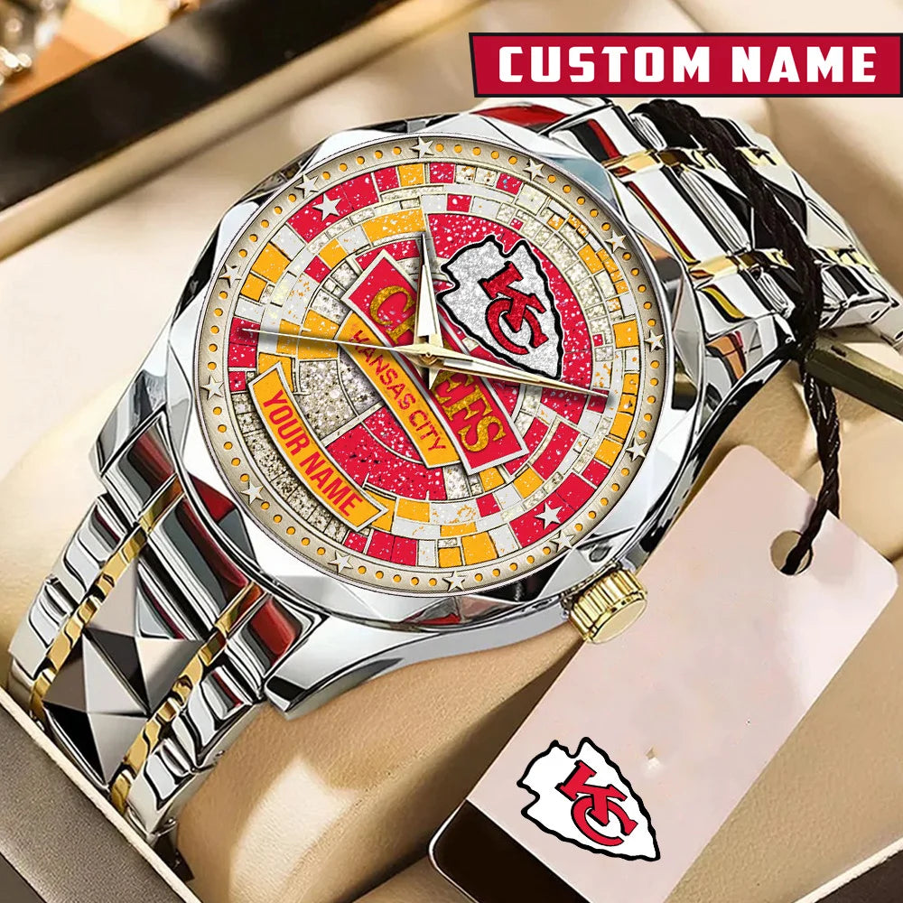 NFL Premium Luxury Stainless Steel Watch Custom Name Gift For Fan - Limited Edition