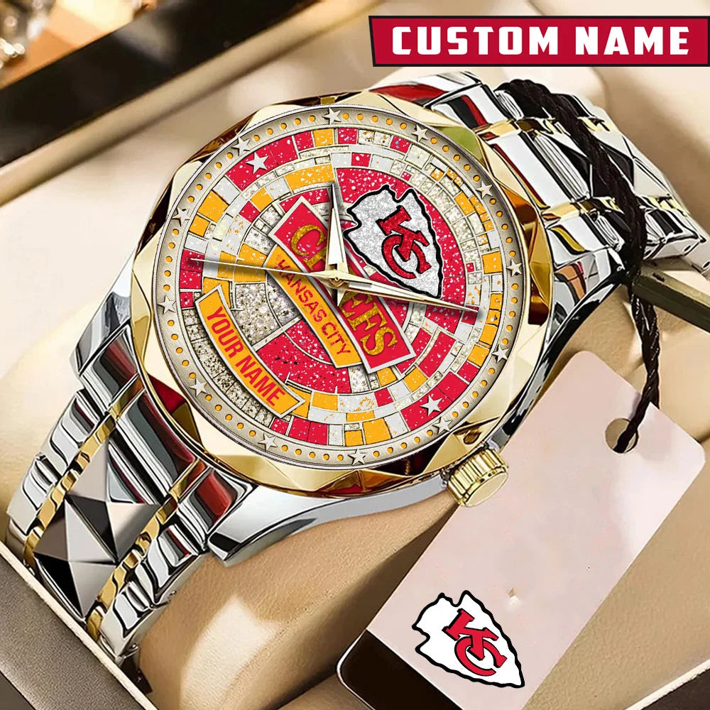 NFL Premium Luxury Stainless Steel Watch Custom Name Gift For Fan - Limited Edition