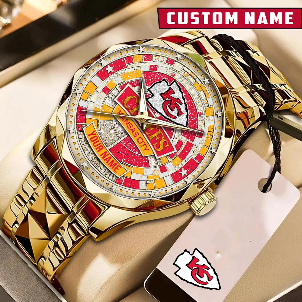 NFL Premium Luxury Stainless Steel Watch Custom Name Gift For Fan - Limited Edition