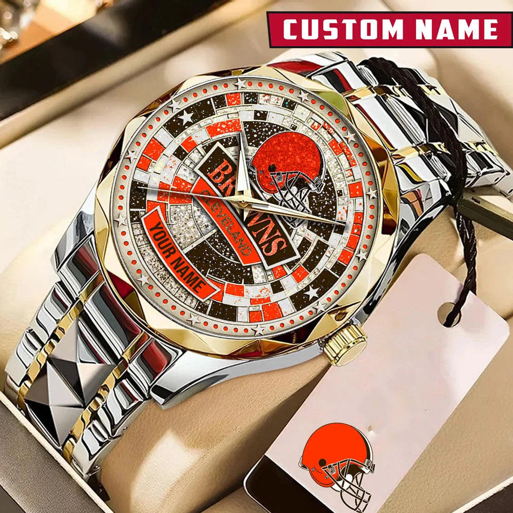 NFL Premium Luxury Stainless Steel Watch Custom Name Gift For Fan - Limited Edition