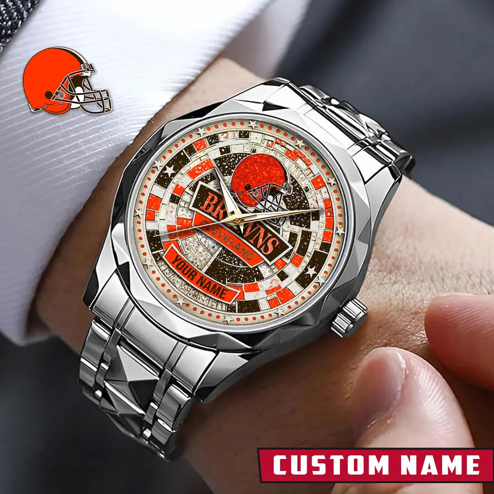 NFL Premium Luxury Stainless Steel Watch Custom Name Gift For Fan - Limited Edition