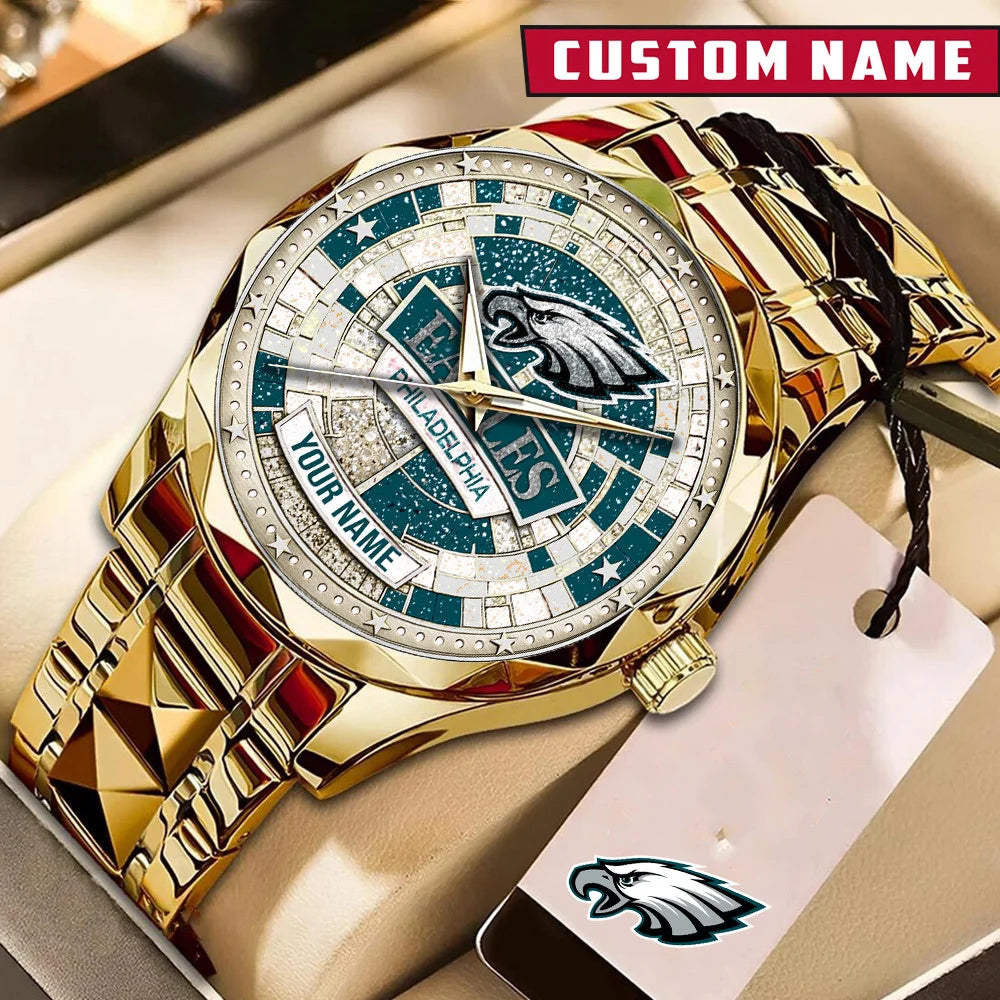 NFL Premium Luxury Stainless Steel Watch Custom Name Gift For Fan - Limited Edition