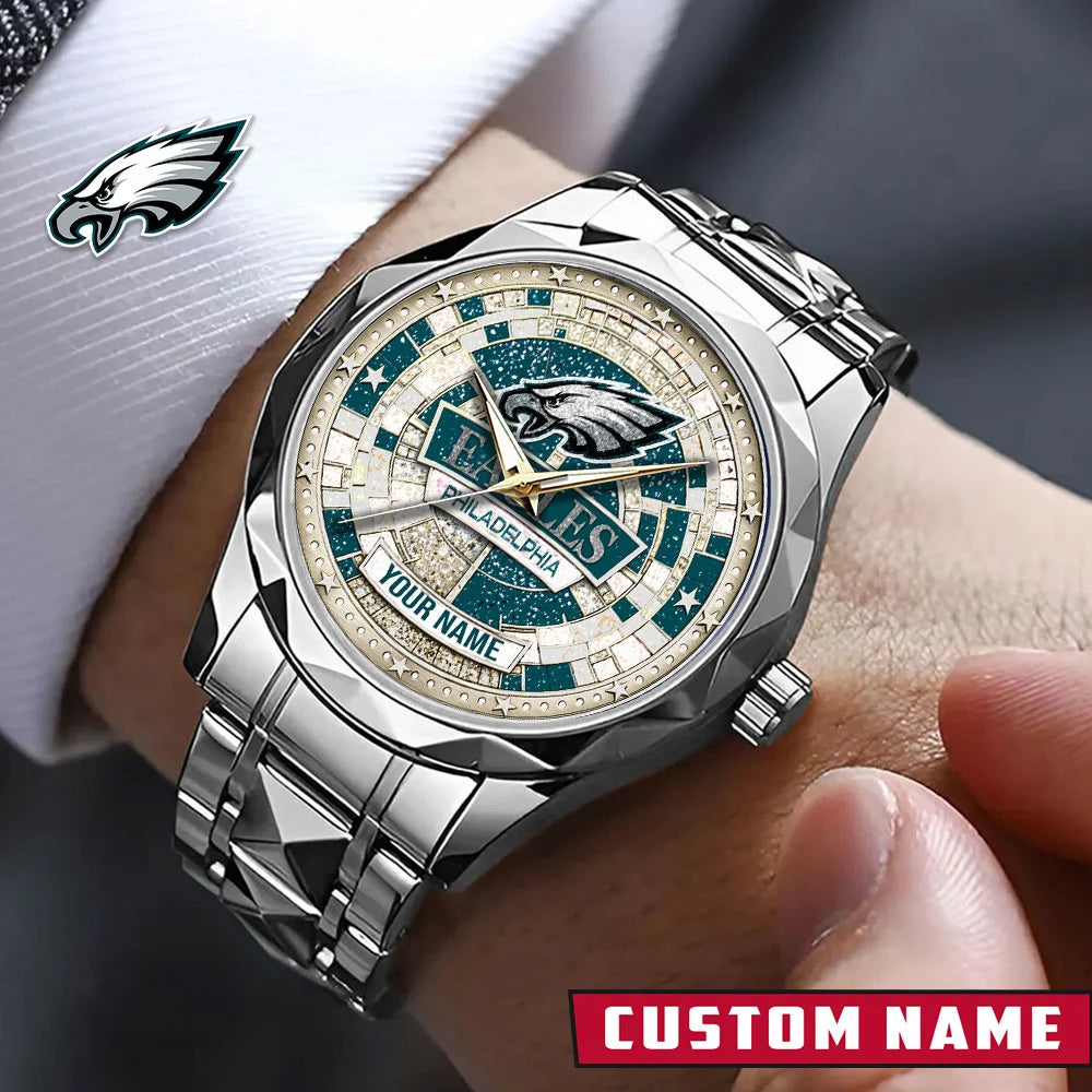 NFL Premium Luxury Stainless Steel Watch Custom Name Gift For Fan - Limited Edition