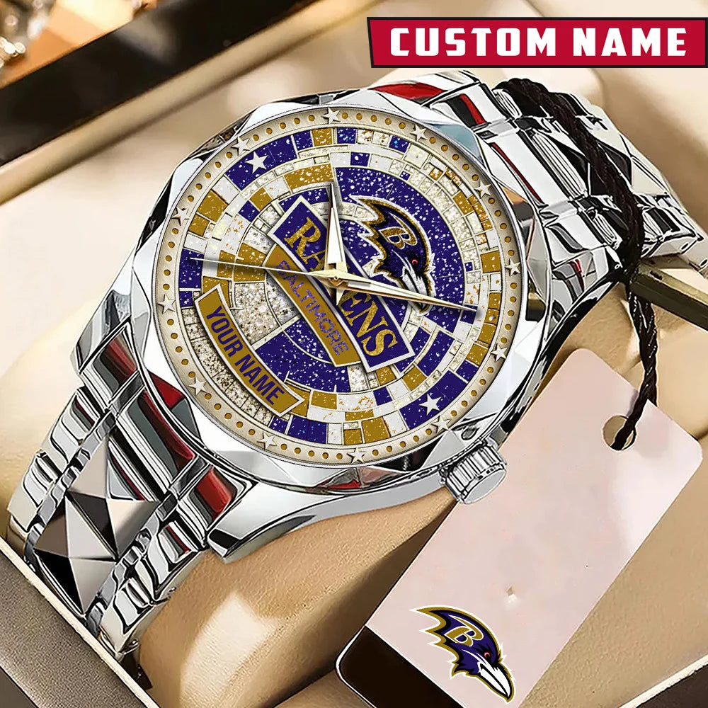 NFL Premium Luxury Stainless Steel Watch Custom Name Gift For Fan - Limited Edition