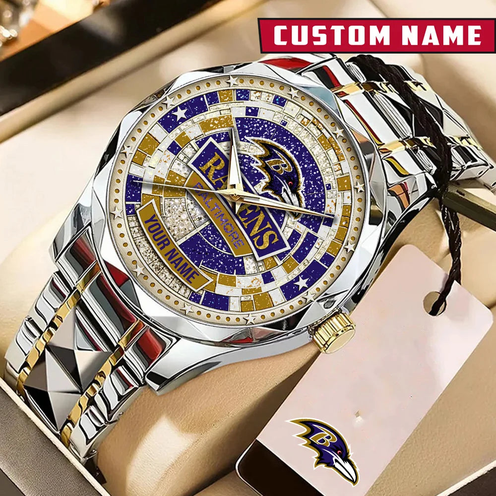 NFL Premium Luxury Stainless Steel Watch Custom Name Gift For Fan - Limited Edition