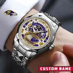 NFL Premium Luxury Stainless Steel Watch Custom Name Gift For Fan - Limited Edition