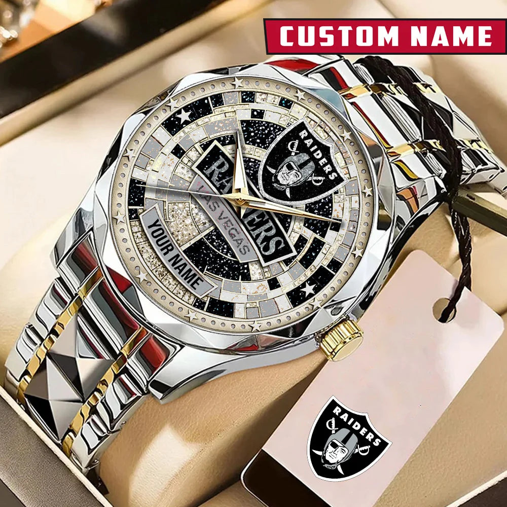 NFL Premium Luxury Stainless Steel Watch Custom Name Gift For Fan - Limited Edition