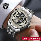 NFL Premium Luxury Stainless Steel Watch Custom Name Gift For Fan - Limited Edition