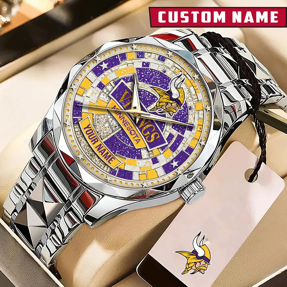 NFL Premium Luxury Stainless Steel Watch Custom Name Gift For Fan - Limited Edition