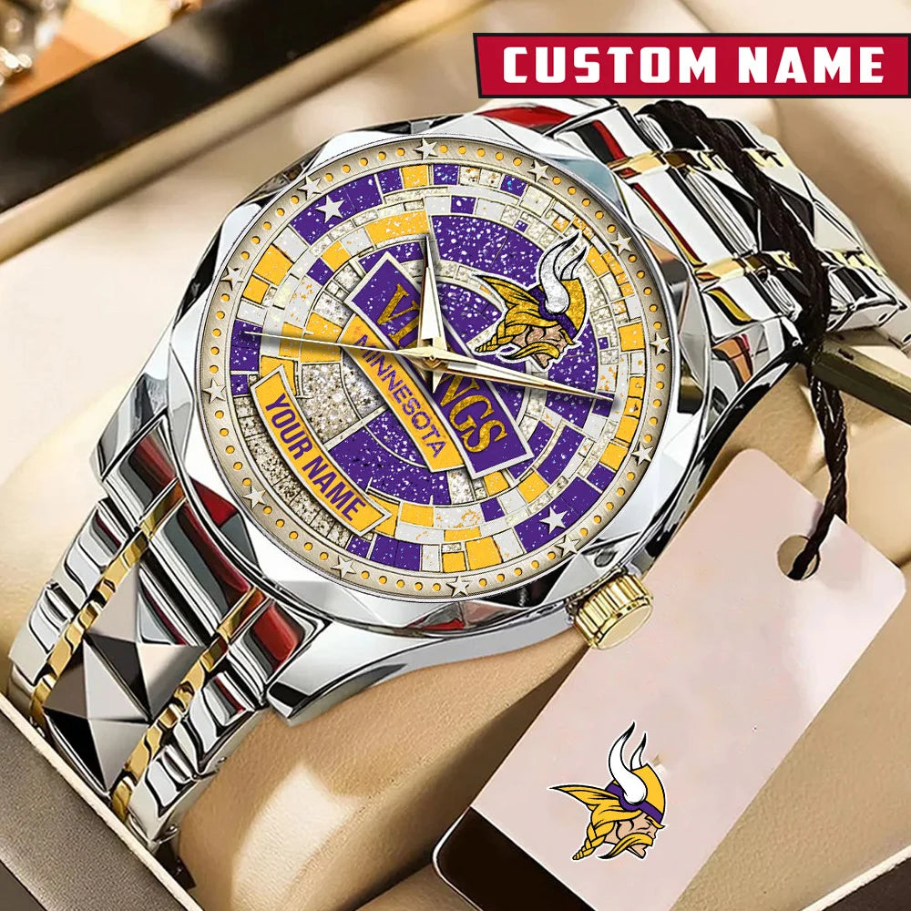 NFL Premium Luxury Stainless Steel Watch Custom Name Gift For Fan - Limited Edition