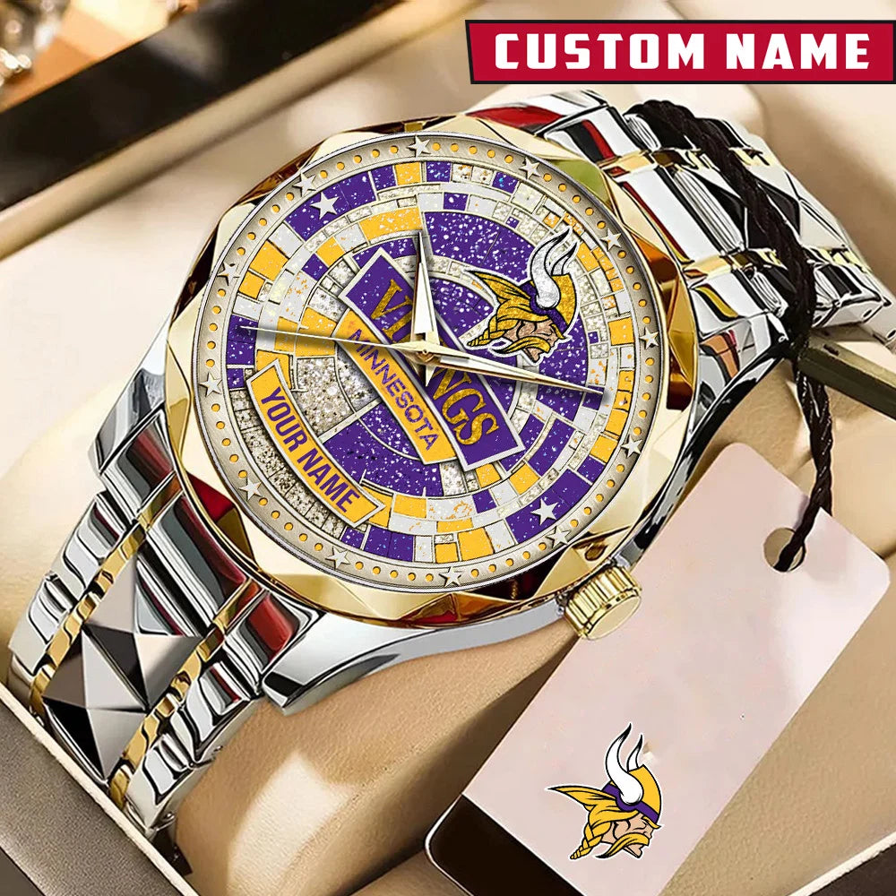 NFL Premium Luxury Stainless Steel Watch Custom Name Gift For Fan - Limited Edition