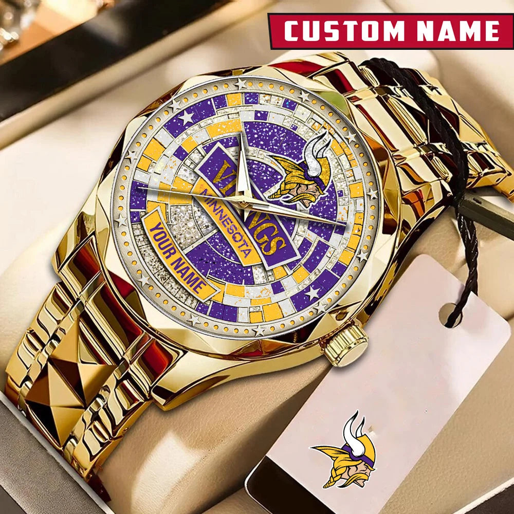 NFL Premium Luxury Stainless Steel Watch Custom Name Gift For Fan - Limited Edition