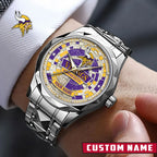 NFL Premium Luxury Stainless Steel Watch Custom Name Gift For Fan - Limited Edition