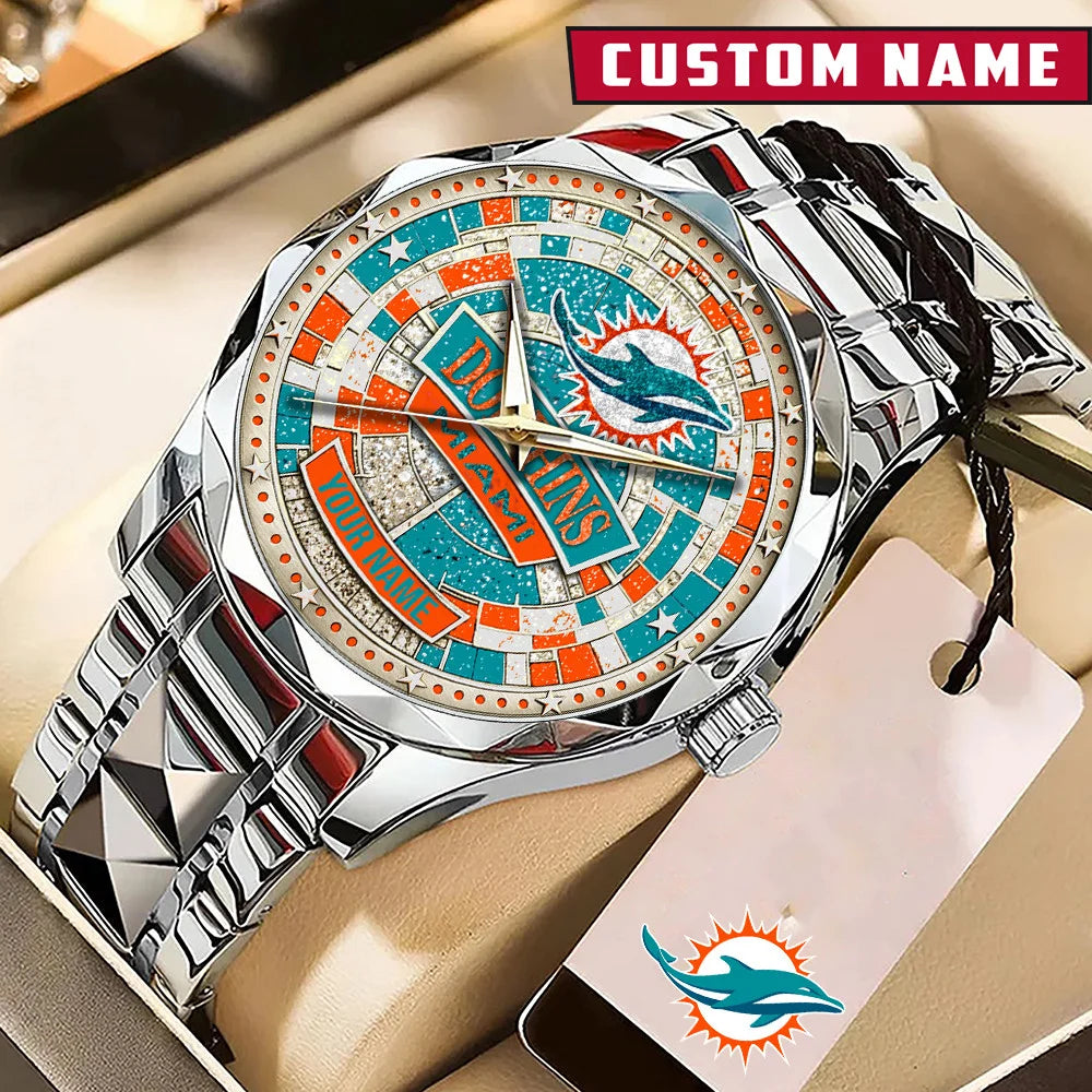 NFL Premium Luxury Stainless Steel Watch Custom Name Gift For Fan - Limited Edition
