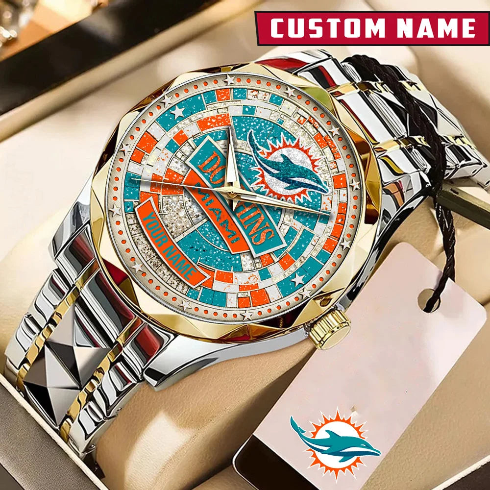 NFL Premium Luxury Stainless Steel Watch Custom Name Gift For Fan - Limited Edition