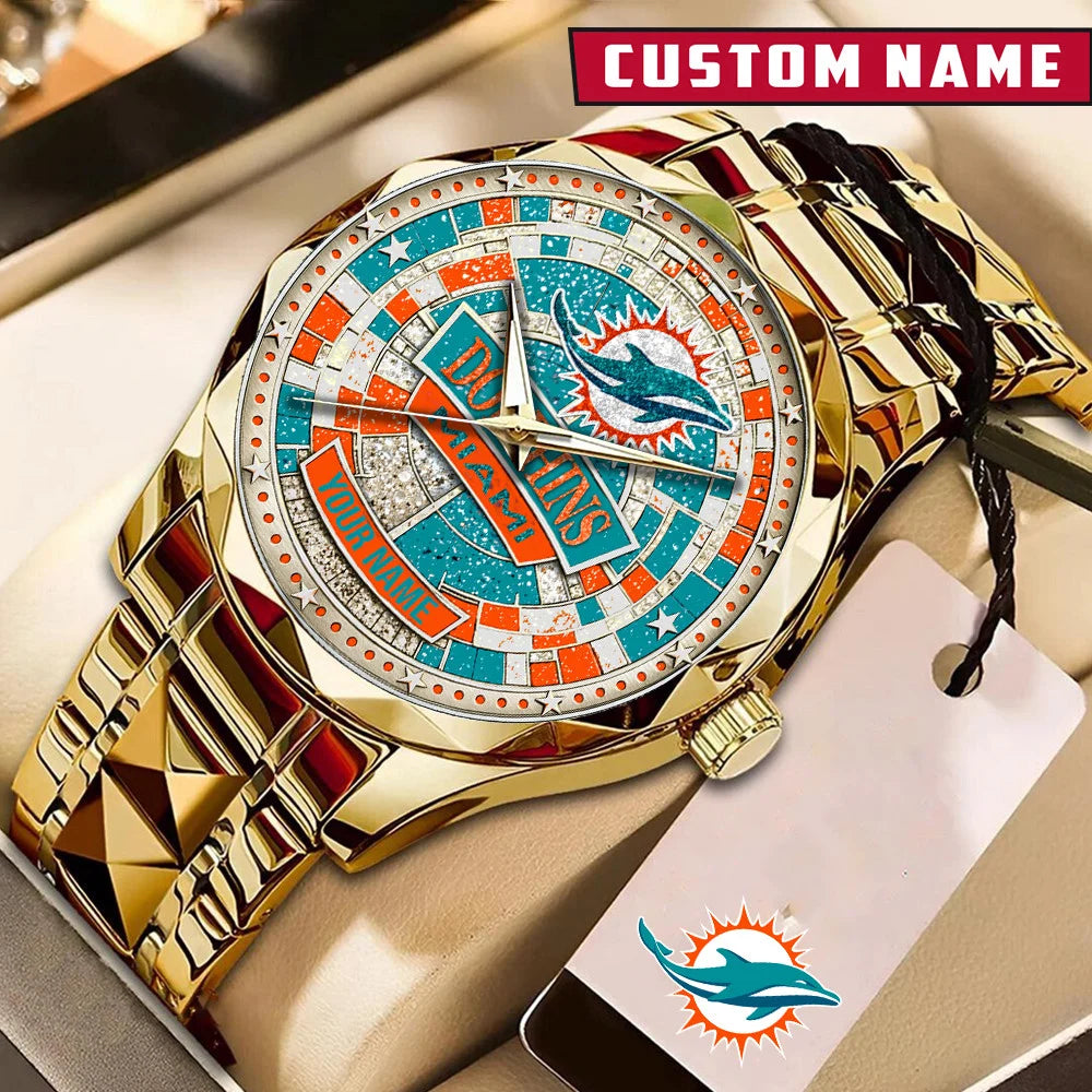 NFL Premium Luxury Stainless Steel Watch Custom Name Gift For Fan - Limited Edition