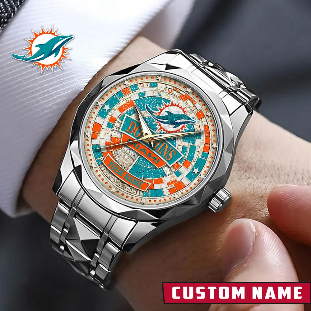 NFL Premium Luxury Stainless Steel Watch Custom Name Gift For Fan - Limited Edition