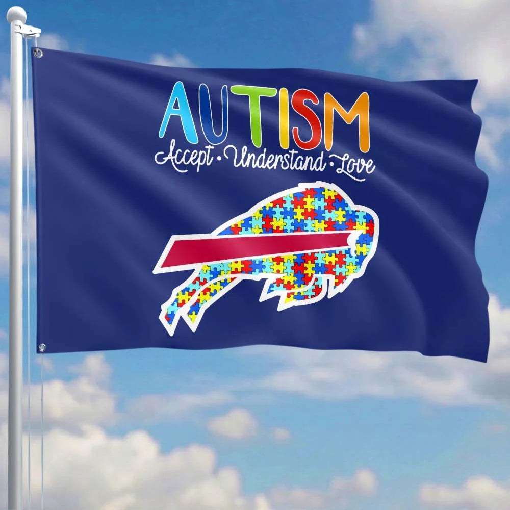 Premium Double-Sided NFL Autism Awareness Flag