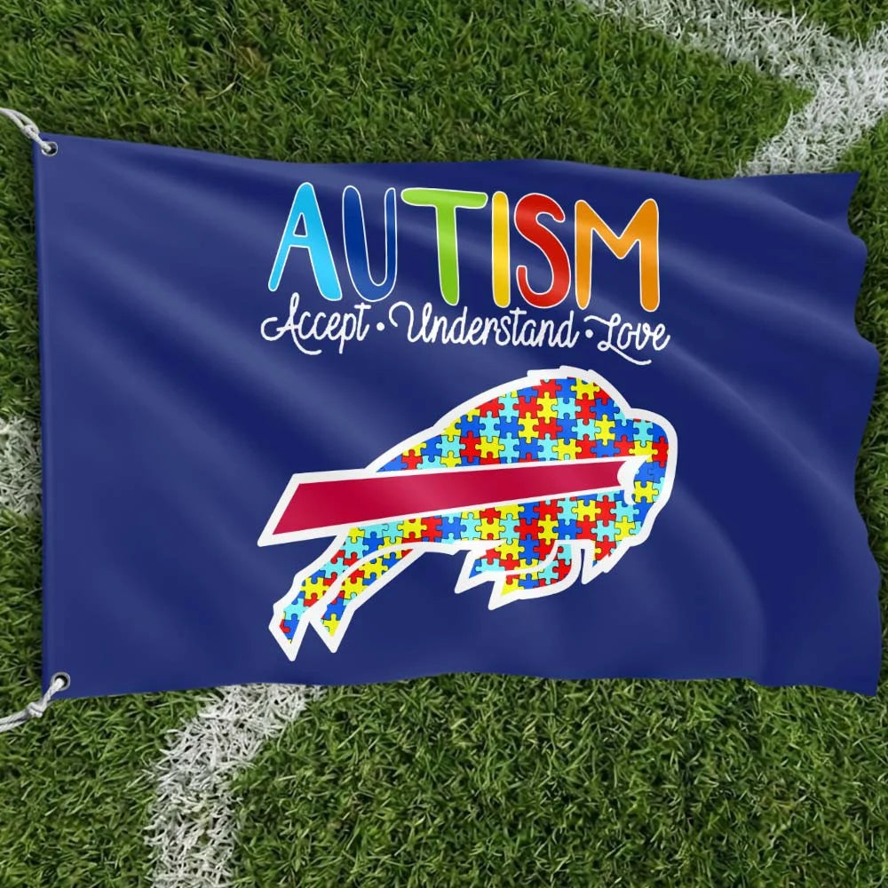 Premium Double-Sided NFL Autism Awareness Flag