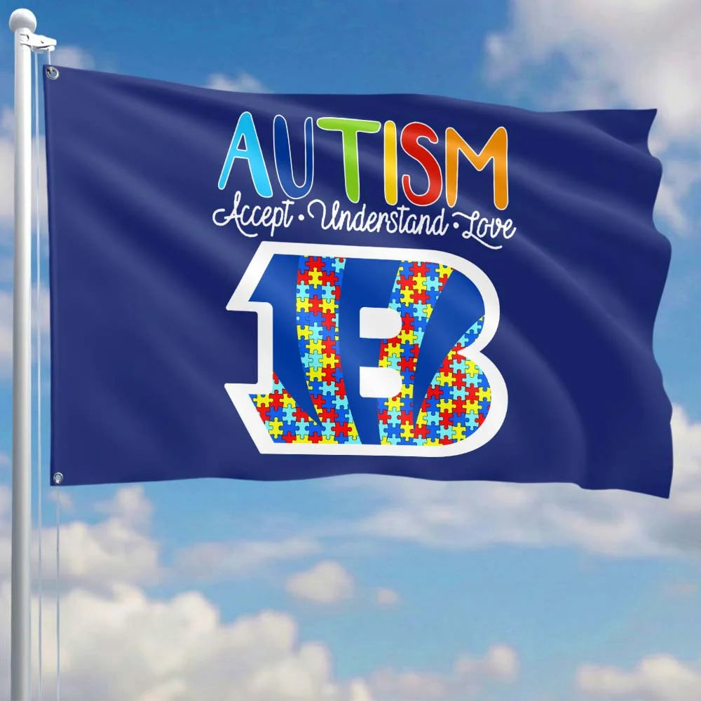 Premium Double-Sided NFL Autism Awareness Flag