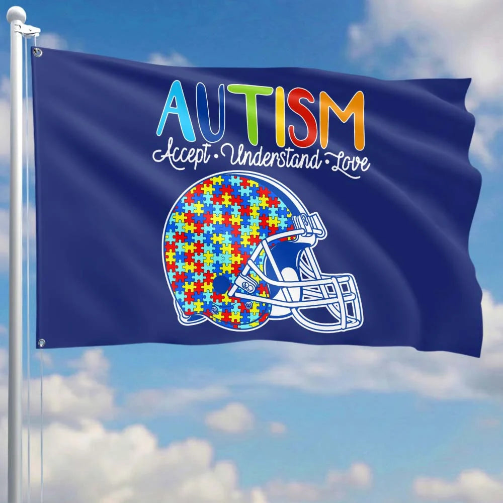 Premium Double-Sided NFL Autism Awareness Flag