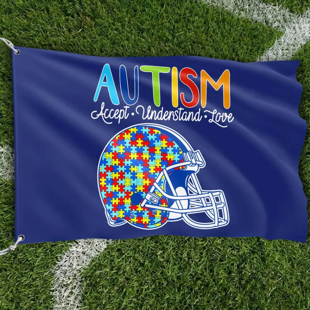 Premium Double-Sided NFL Autism Awareness Flag