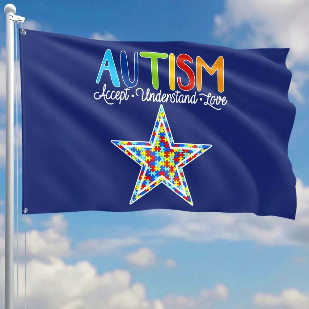 Premium Double-Sided NFL Autism Awareness Flag