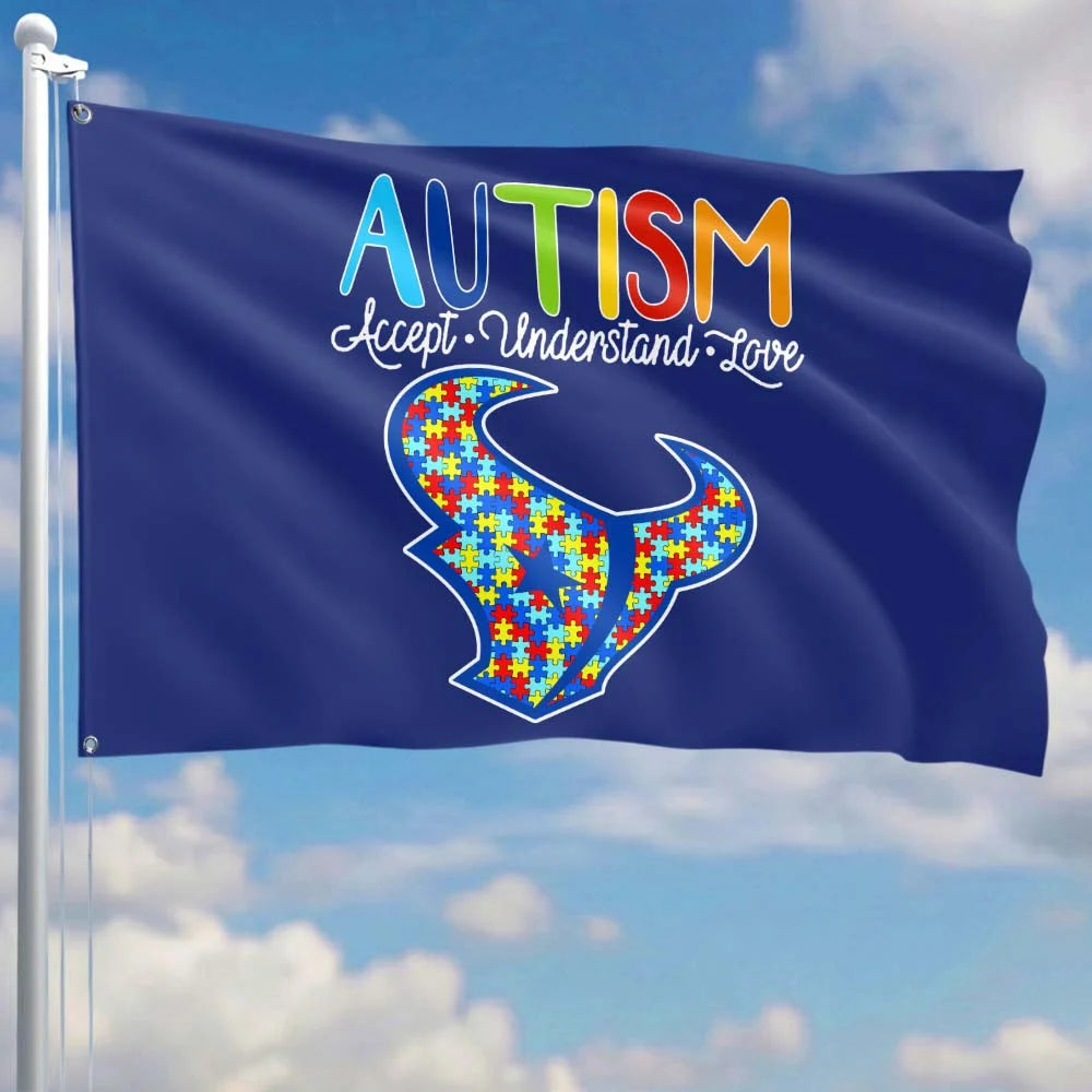 Premium Double-Sided NFL Autism Awareness Flag
