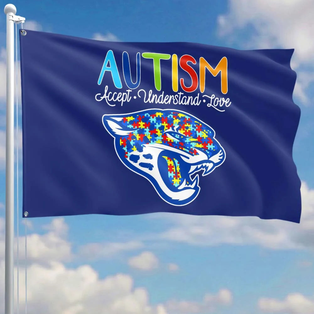 Premium Double-Sided NFL Autism Awareness Flag