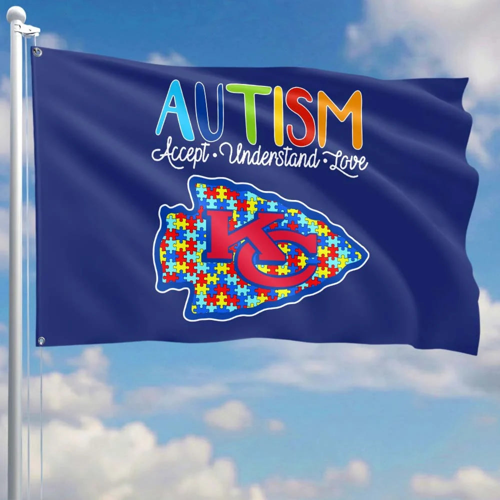 Premium Double-Sided NFL Autism Awareness Flag