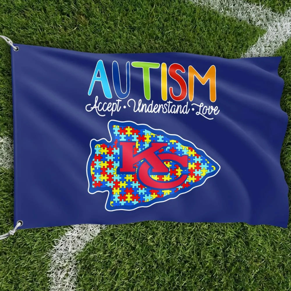 Premium Double-Sided NFL Autism Awareness Flag