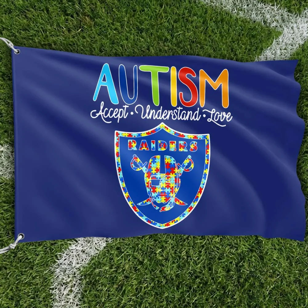 Premium Double-Sided NFL Autism Awareness Flag