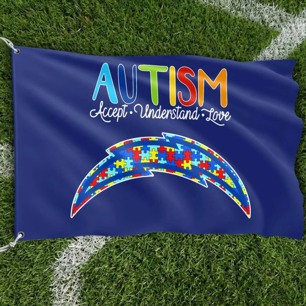 Premium Double-Sided NFL Autism Awareness Flag