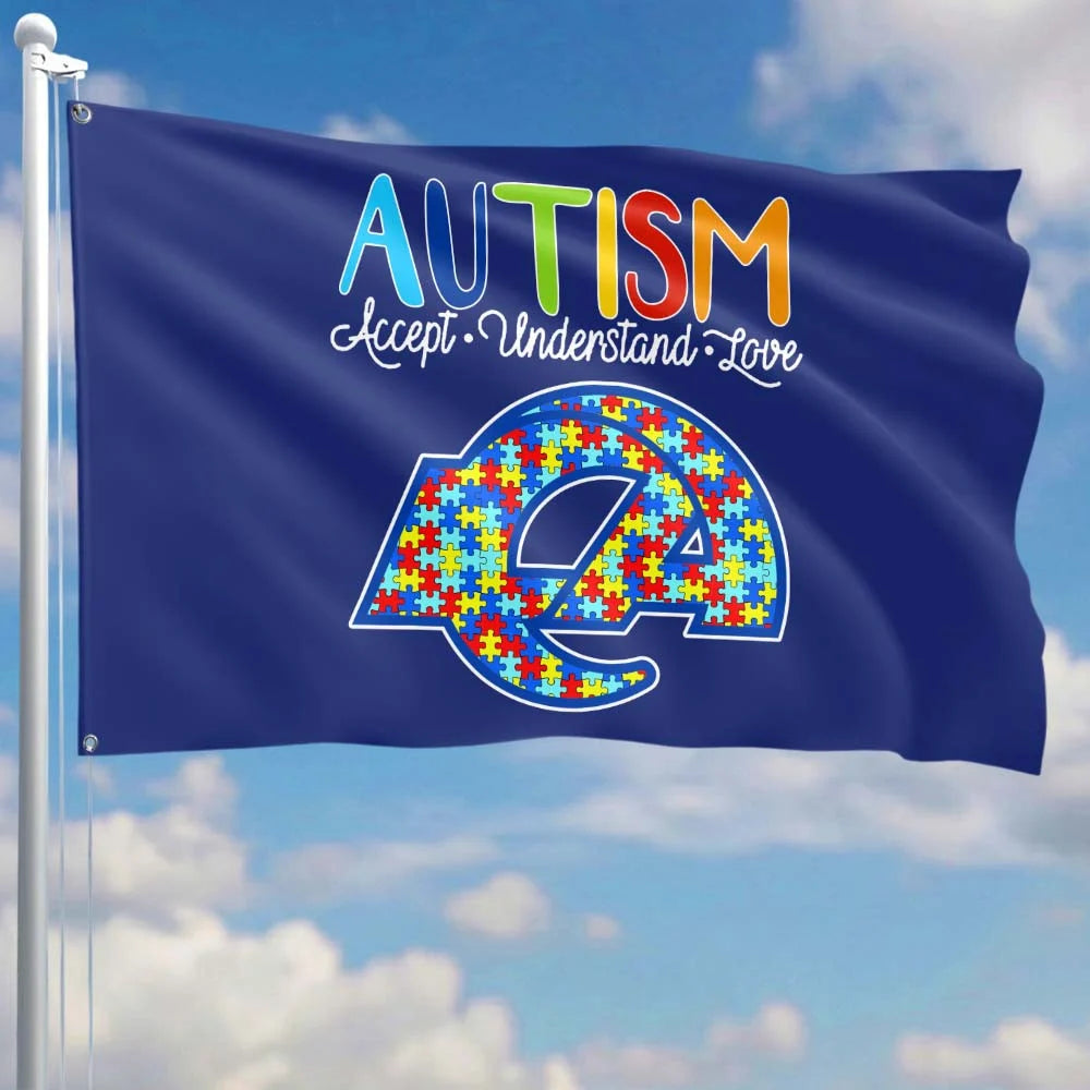 Premium Double-Sided NFL Autism Awareness Flag
