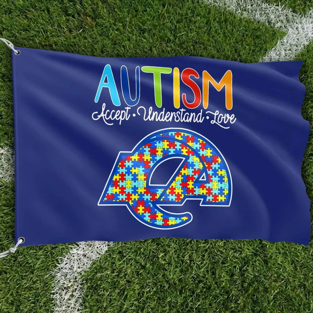 Premium Double-Sided NFL Autism Awareness Flag