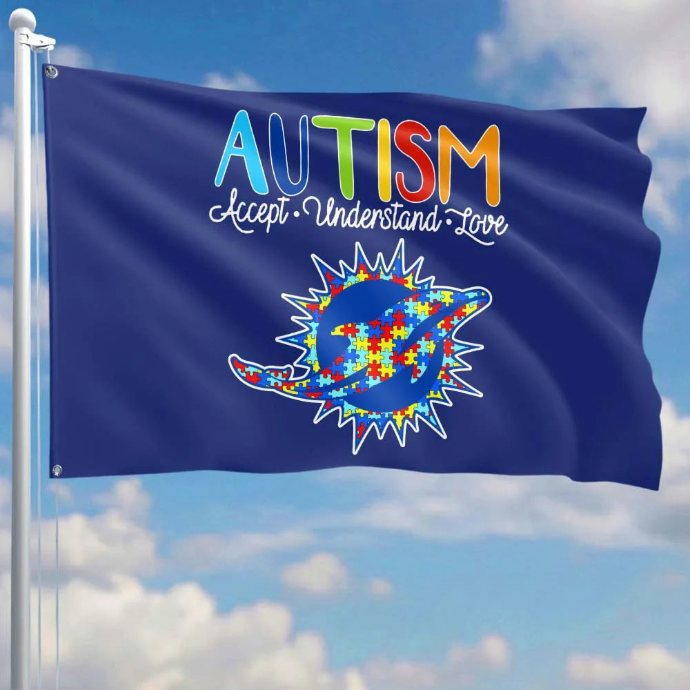 Premium Double-Sided NFL Autism Awareness Flag